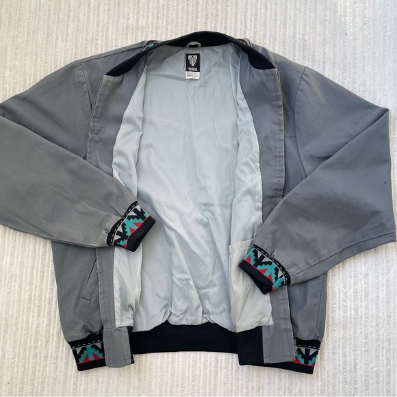 Vintage Tyrol Native Aztec Print Gray Bomber Jacket - Picture 4 of 6